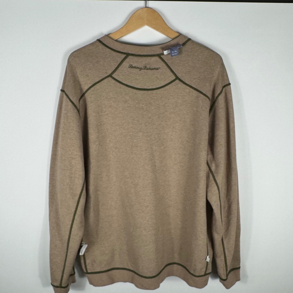 Tommy Bahama Reversible Split Neck Sweatshirt Mens XL Olive Green Tan - Picture 7 of 9